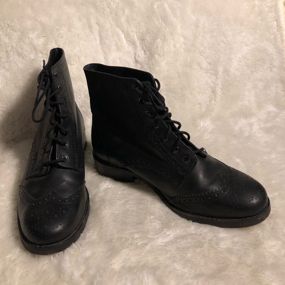 TOPSHOP Leather Lace Up Ankle Boots Size 9/39 - Picture 7 of 14